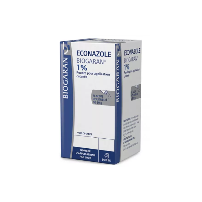 Econazole - Poudre talc - Traitement Mycose - Biogaran - 30g