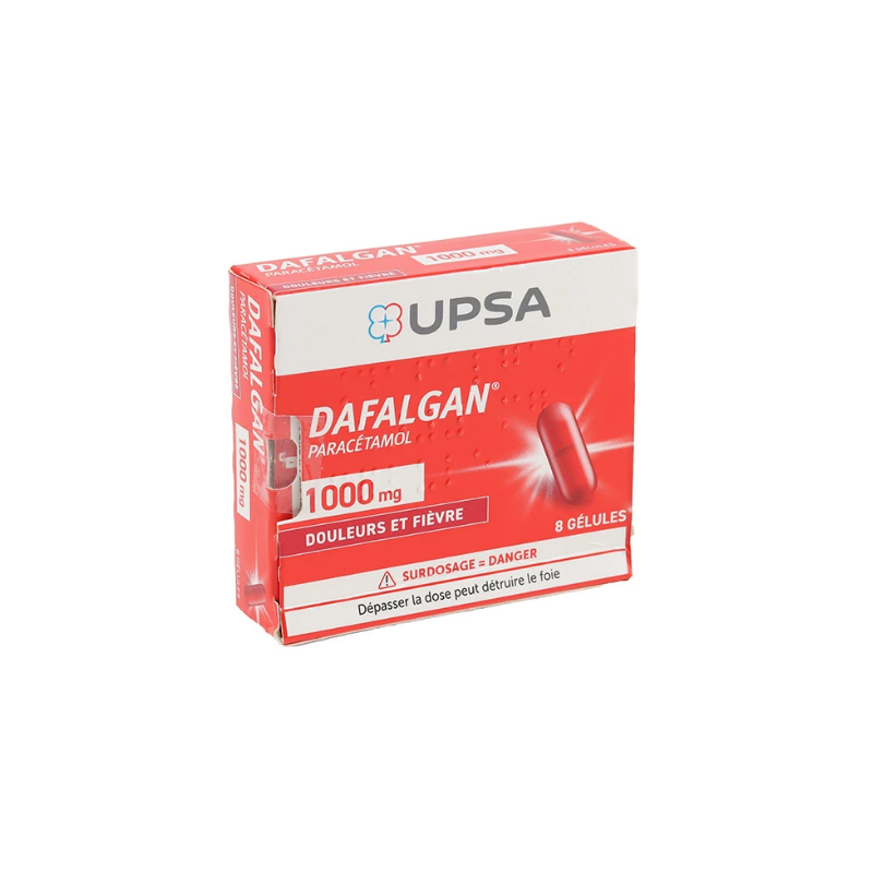 Dafalgan Paracetamol 1000 mg – pain and fever relief – Pack of 8 Capsules