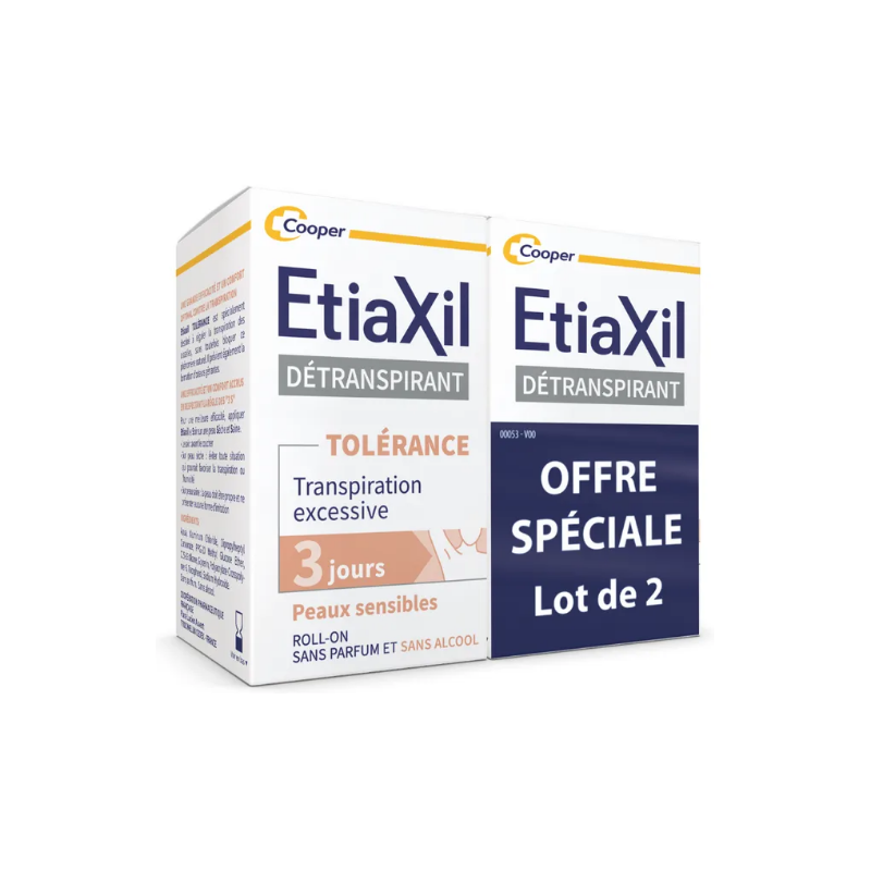 Détranspirant Tolérance - Transpiration Excessive - Etiaxil - 2x15 ml