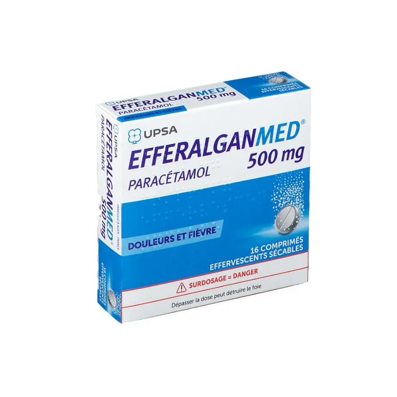 EfferalganMed 500 mg Effervescent, Douleurs et Fièvre, Boite de 16 UPSA