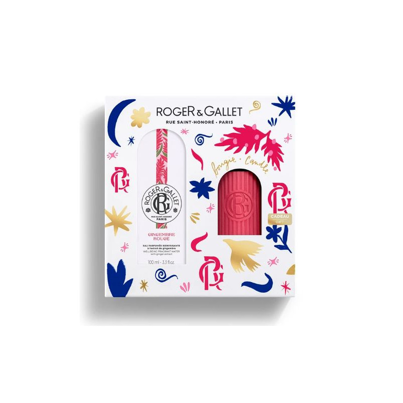 Coffret Eau Parfumée Gingembre Rouge - Roger Gallet -  100ml + bougie offerte