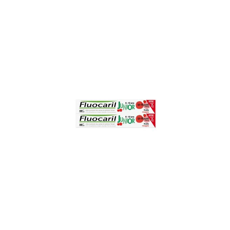 Dentifrice Enfant Junior 6-12 Ans - Fruits Rouges -Fluocaril- 2 x 75 ml