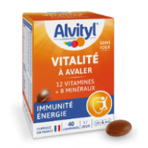 Vitamines Alvityl - Vitalité & Immunité - Arôme Chocolat - 40 Comprimés à avaler,