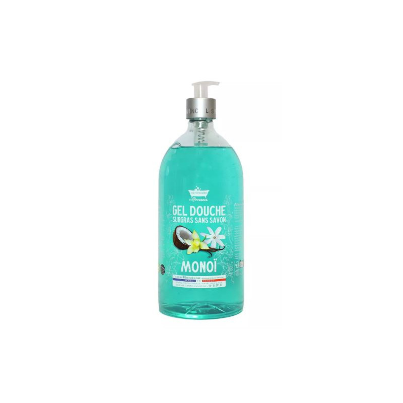 Gel Douche Surgras Sans Savon - Monoï - Les petits Bains de Provence -1L