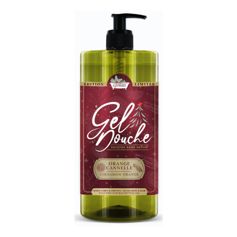 Gel Douche de Noël - Orange - Cannelle - Les petits bains de Provence - 1 L