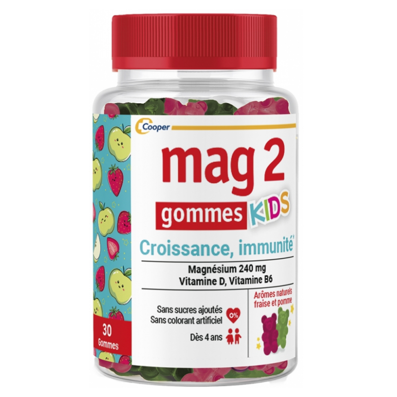 Gommes Croissance Immunité - Magnésium - Vitamine D - Mag2 - 30 Gommes