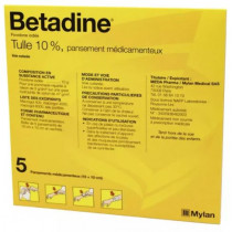 Betadine 10% - 10x10 - Viatris - 5 Pansements