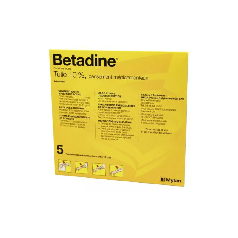 Betadine 10% - 10x10 - Viatris - 5 Dressings